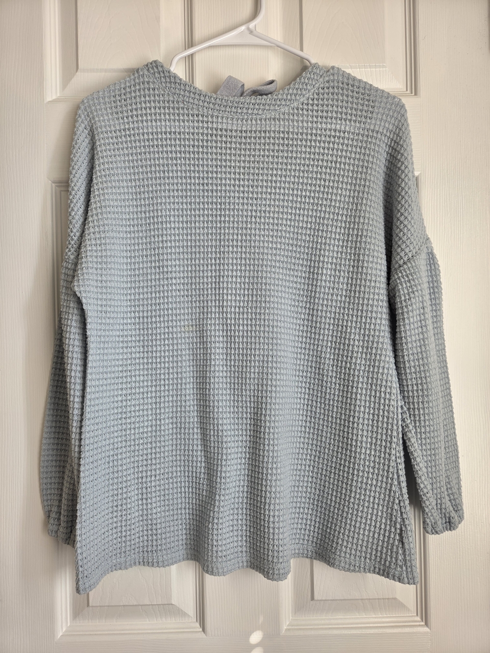 new directions Light Blue Waffle Knit Crewneck Sweater